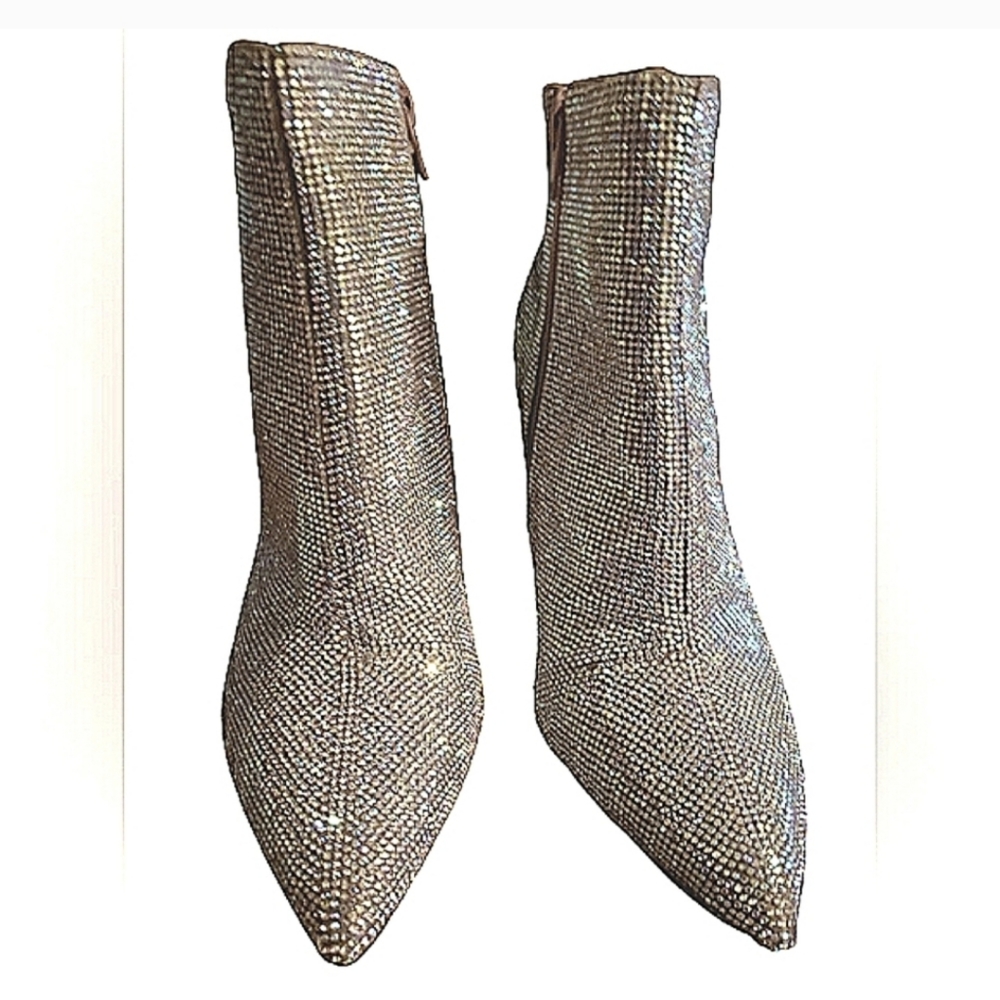 Rinestone Sparkling Stiletto Sequin Ankle Bootie - Picture 2 of 9